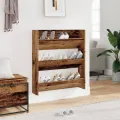 Armoire à chaussures murale vieux bois 80x18x90 cm