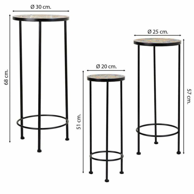 Soporte para Maceta Alexandra House Living Negro Hierro Azulejo 30 x 6