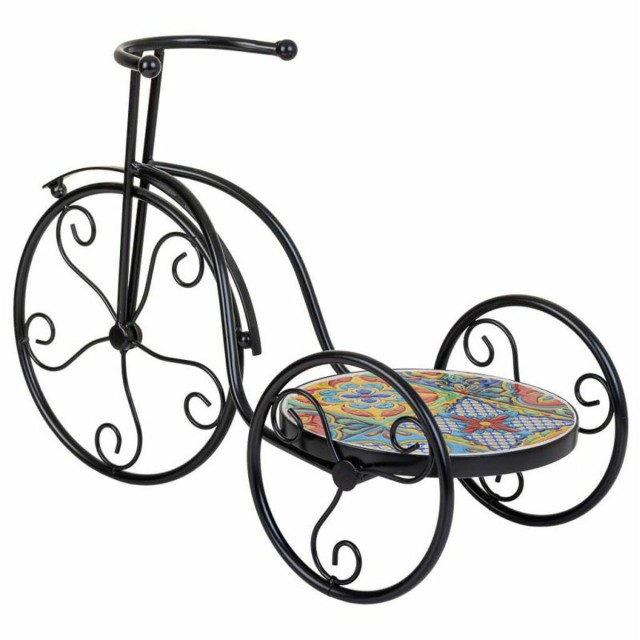 Soporte para Maceta Alexandra House Living Negro Hierro Azulejo Bicicl
