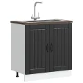 Meuble de base de lavabo Lucca noir bois d'ingénierie