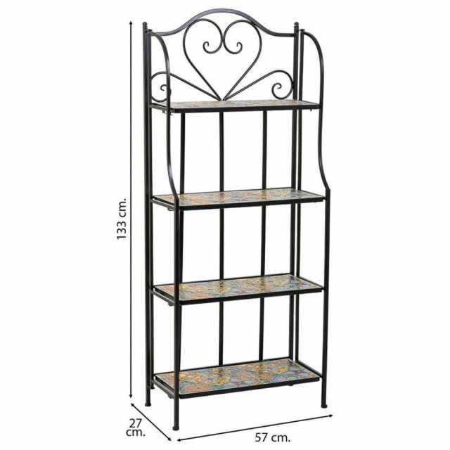 Scaffale Alexandra House Living Nero Ferro Piastrella 27 x 133 x 57 cm