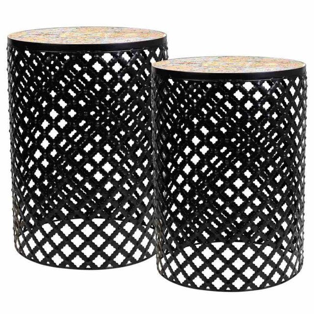 Flower Pot Stand Alexandra House Living Black Iron Tile 38 x 50 x 38 c