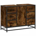 Armoire lavabo de salle de bain chêne fumé bois d'ingénierie