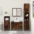 Armoire lavabo de salle de bain chêne fumé bois d'ingénierie