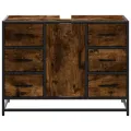 Armoire lavabo de salle de bain chêne fumé bois d'ingénierie