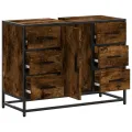 Armoire lavabo de salle de bain chêne fumé bois d'ingénierie