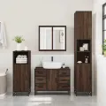 Armoire lavabo de salle de bain chêne marron bois d'ingénierie