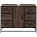 Armoire lavabo de salle de bain chêne marron bois d'ingénierie