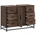 Armoire lavabo de salle de bain chêne marron bois d'ingénierie