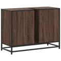 Armoire lavabo de salle de bain chêne marron bois d'ingénierie