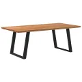 Table à manger marron clair bois de chêne massif rectangulaire