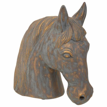 Figura Decorativa Alexandra House Living Gris Dorado Caballo 15 x 31 x