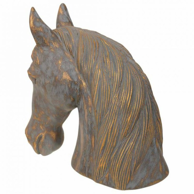 Statua Decorativa Alexandra House Living Grigio Dorato Cavallo 15 x 31