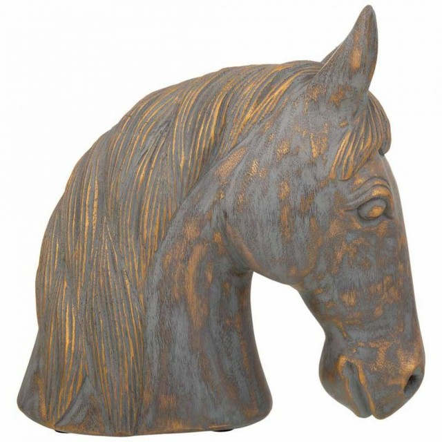 Decorative Figure Alexandra House Living Grey Golden Horse 15 x 31 x 3