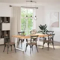 Table à manger marron clair 220x120x74 cm bois de chêne massif