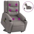 Fauteuil inclinable de massage électrique Taupe Tissu