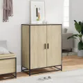 Armoire à chaussures chêne sonoma bois d'ingénierie et métal