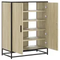 Armoire à chaussures chêne sonoma bois d'ingénierie et métal