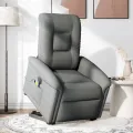 Fauteuil inclinable de massage électrique Gris foncé Tissu