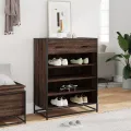 Meuble à chaussures chêne marron bois d'ingénierie et métal