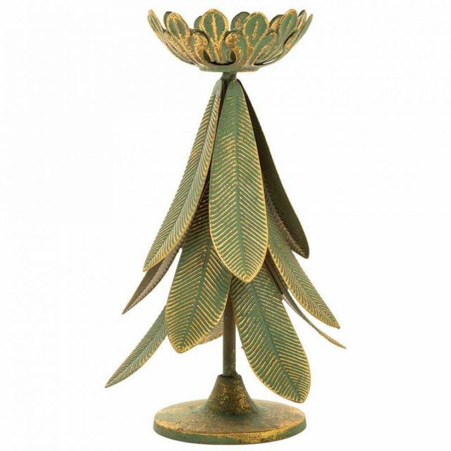 Candlestick Alexandra House Living Golden Iron 21 x 31 x 21 cm Feather