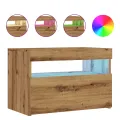 Meuble TV avec lumières LED chêne artisanal bois d'ingénierie