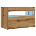 Meuble TV avec lumières LED chêne artisanal bois d'ingénierie