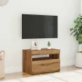 Meuble TV avec lumières LED chêne artisanal bois d'ingénierie