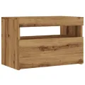 Meuble TV avec lumières LED chêne artisanal bois d'ingénierie