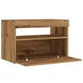 Meuble TV avec lumières LED chêne artisanal bois d'ingénierie