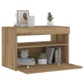  Table de chevet avec lumières LED chêne artisanal 60x35x40 cm