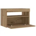  Table de chevet avec lumières LED chêne artisanal 60x35x40 cm
