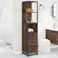 Armoire de salle de bain chêne marron 35x37,5x166 cm