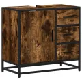 Armoire de lavabo de salle de bain chêne fumé 65x33x60 cm