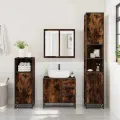 Armoire de lavabo de salle de bain chêne fumé 65x33x60 cm