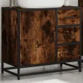 Armoire de lavabo de salle de bain chêne fumé 65x33x60 cm