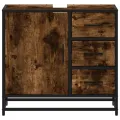 Armoire de lavabo de salle de bain chêne fumé 65x33x60 cm
