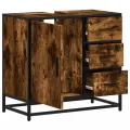 Armoire de lavabo de salle de bain chêne fumé 65x33x60 cm