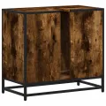 Armoire de lavabo de salle de bain chêne fumé 65x33x60 cm