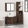 Ensemble de meubles de salle de bain 3 pcs Chêne marron