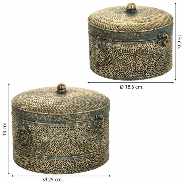 Set di Scatole Decorative Alexandra House Living Dorato Ferro 24 x 25