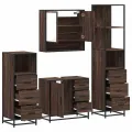 Ensemble de meubles de salle de bain 4 pcs chêne marron