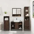 Ensemble de meubles de salle de bain 3 pcs chêne marron