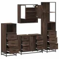 Ensemble de meubles de salle de bain 4 pcs chêne marron