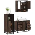 Ensemble de meubles de salle de bain 3 pcs Chêne marron