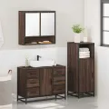 Ensemble de meubles de salle de bain 3 pcs Chêne marron