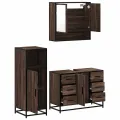Ensemble de meubles de salle de bain 3 pcs Chêne marron