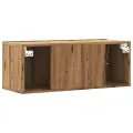 Meuble TV mural chêne artisanal 80x30x30 cm bois d'ingénierie