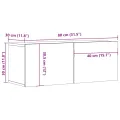 Meuble TV mural chêne artisanal 80x30x30 cm bois d'ingénierie