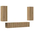 Meubles TV muraux 4 pcs chêne artisanal bois d'ingénierie
